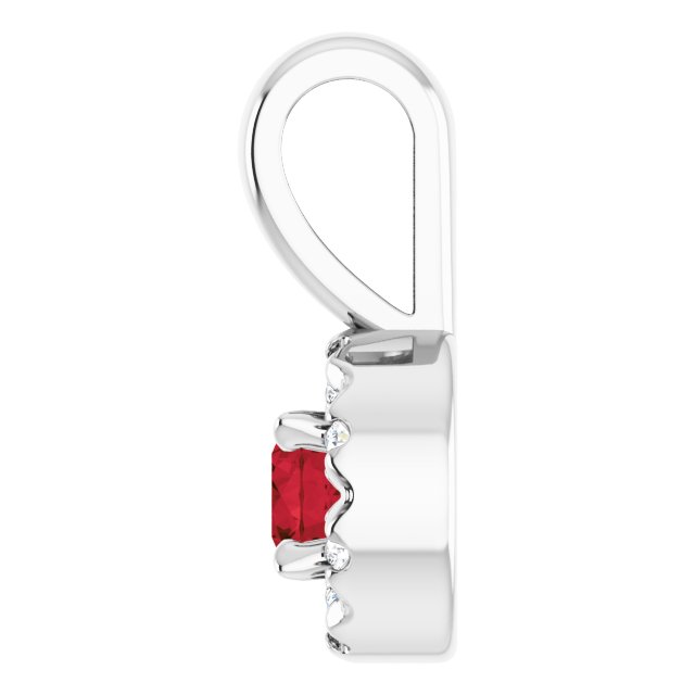 Sterling Silver 3 mm Natural Mozambique Garnet & .03 CTW Natural Diamond Halo-Style Pendant