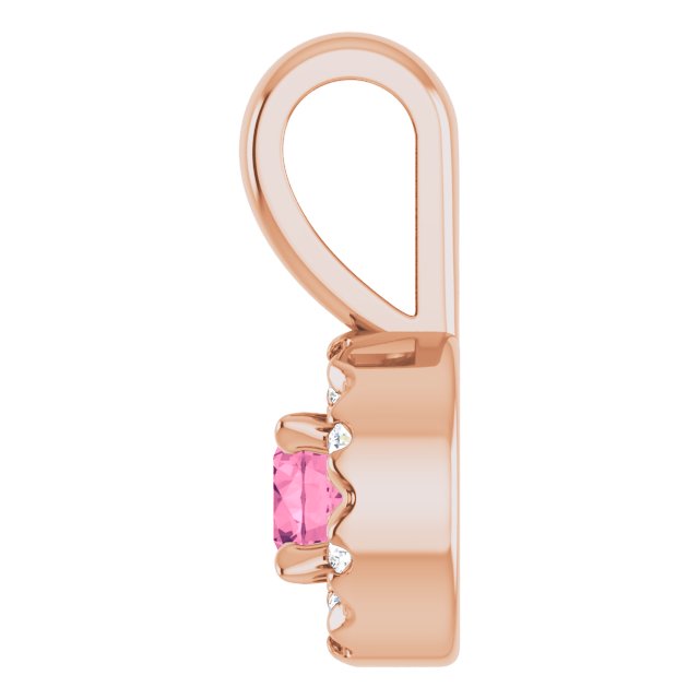 14K Rose 3 mm Natural Pink Tourmaline & .03 CTW Natural Diamond Halo-Style Pendant