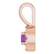 14K Rose 3 mm Natural Amethyst & .03 CTW Natural Diamond Halo-Style Pendant