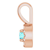 14K Rose 3 mm Natural Blue Zircon & .03 CTW Natural Diamond Halo-Style Pendant