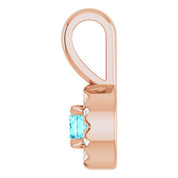14K Rose 3 mm Natural Blue Zircon & .03 CTW Natural Diamond Halo-Style Pendant