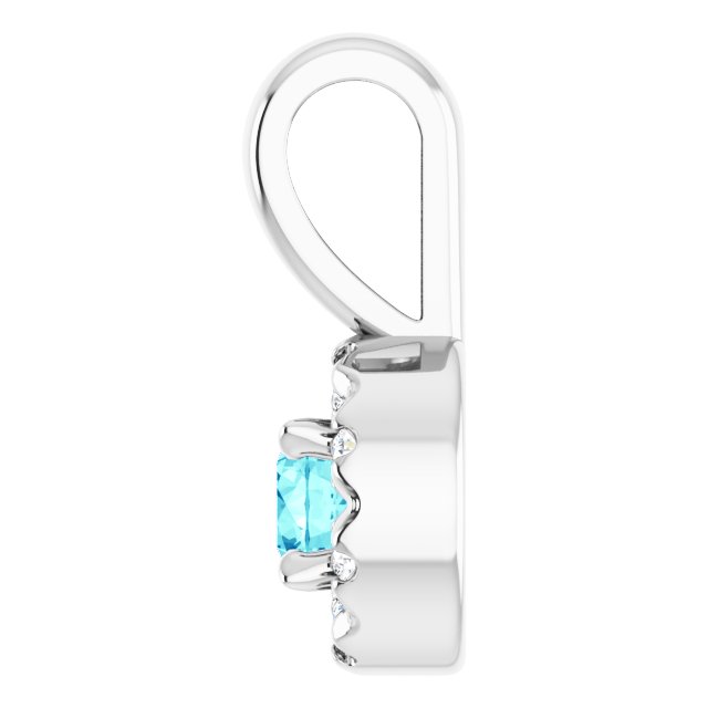Sterling Silver 3 mm Natural Blue Zircon & .03 CTW Natural Diamond Halo-Style Pendant