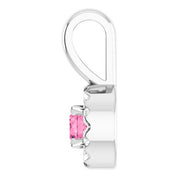 14K White 3 mm Natural Pink Tourmaline & .03 CTW Natural Diamond Halo-Style Pendant