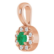 14K Lab-Grown Alexandrite & Emerald with Natural Diamond Halo-Style Pendant