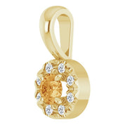 14K Yellow 3 mm Natural Citrine & .03 CTW Natural Diamond Halo-Style Pendant