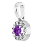 Sterling Silver 3 mm Natural Amethyst & .03 CTW Natural Diamond Halo-Style Pendant