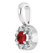 Sterling Silver 3 mm Natural Mozambique Garnet & .03 CTW Natural Diamond Halo-Style Pendant