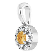 Sterling Silver 3 mm Natural Citrine & .03 CTW Natural Diamond Halo-Style Pendant