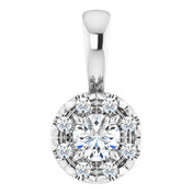 Sterling Silver 1/8 CTW Natural Diamond Halo-Style Pendant