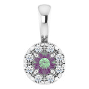 Platinum 3 mm Lab-Grown Alexandrite & .03 CTW Natural Diamond Halo-Style Pendant