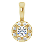 14K Yellow 1/8 CTW Natural Diamond Halo-Style Pendant