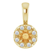 14K Yellow 3 mm Natural Citrine & .03 CTW Natural Diamond Halo-Style Pendant