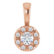 14K Rose 1/8 CTW Natural Diamond Halo-Style Pendant