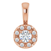 14K Rose 1/8 CTW Natural Diamond Halo-Style Pendant