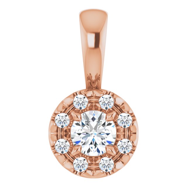 14K Rose 1/8 CTW Natural Diamond Halo-Style Pendant