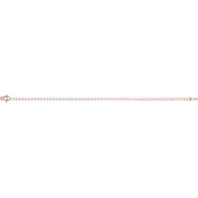14k Diamond Three Prong Tennis Bracelet 7 1/4" Line Length