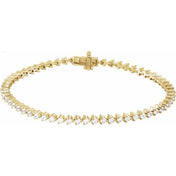 14k Diamond Three Prong Tennis Bracelet 7 1/4" Line Length