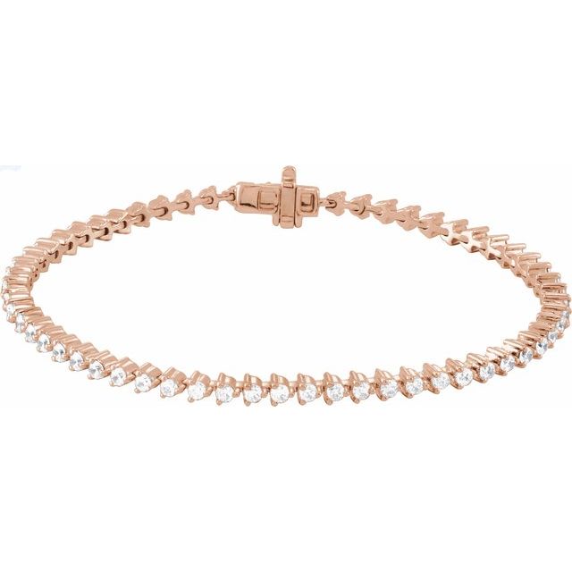14k Diamond Three Prong Tennis Bracelet 7 1/4" Line Length