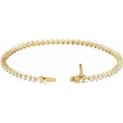 14k Diamond Three Prong Tennis Bracelet 7 1/4" Line Length
