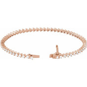 14k Diamond Three Prong Tennis Bracelet 7 1/4" Line Length