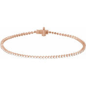 14k Diamond Three Prong Tennis Bracelet 7 1/4" Line Length