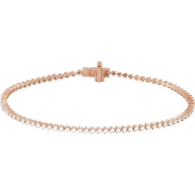 14k Diamond Three Prong Tennis Bracelet 7 1/4" Line Length