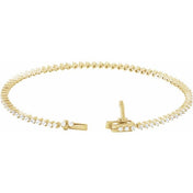 14k Diamond Three Prong Tennis Bracelet 7 1/4" Line Length