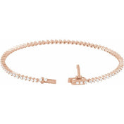 14k Diamond Three Prong Tennis Bracelet 7 1/4" Line Length