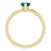 14K Yellow Natural London Blue Topaz Heart Solitaire Ring