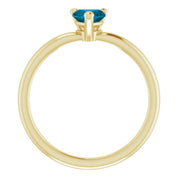 14K Yellow Natural London Blue Topaz Heart Solitaire Ring