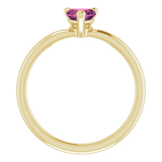 14K Yellow Natural Pink Tourmaline Heart Solitaire Ring
