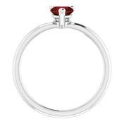Platinum Natural Mozambique Garnet Heart Solitaire Ring