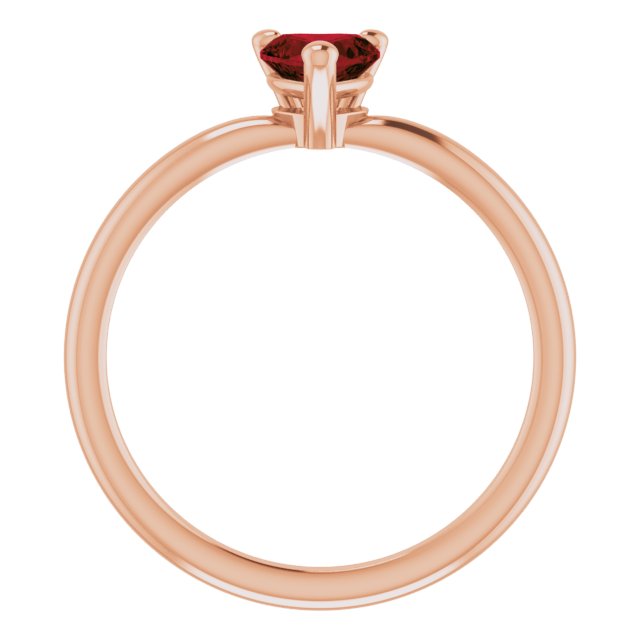 14K Rose Natural Mozambique Garnet Heart Solitaire Ring