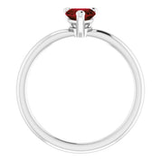 14K White Natural Mozambique Garnet Heart Solitaire Ring