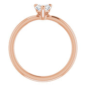14K Rose Natural White Sapphire Heart Solitaire Ring