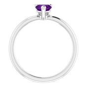 Platinum Natural Amethyst Heart Solitaire Ring