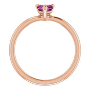 14K Rose Natural Pink Tourmaline Heart Solitaire Ring