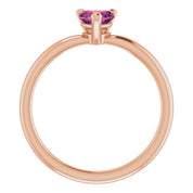 14K Rose Natural Pink Tourmaline Heart Solitaire Ring