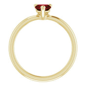 14K Yellow Natural Mozambique Garnet Heart Solitaire Ring