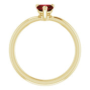 14K Yellow Natural Mozambique Garnet Heart Solitaire Ring