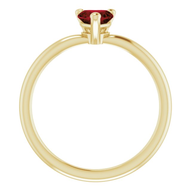 14K Yellow Natural Mozambique Garnet Heart Solitaire Ring