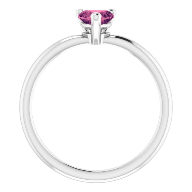 14K White Natural Pink Tourmaline Heart Solitaire Ring