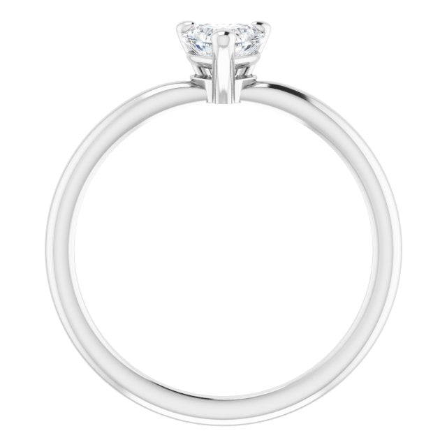 14K White Natural White Sapphire Heart Solitaire Ring