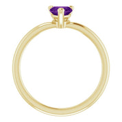 14K Yellow Natural Amethyst Heart Solitaire Ring