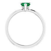 14K White Lab-Grown Emerald Heart Solitaire Ring