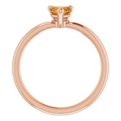 14K Rose Natural Citrine Heart Solitaire Ring