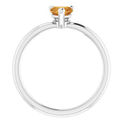 14K White Natural Citrine Heart Solitaire Ring