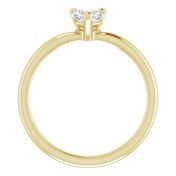 14K Yellow Natural White Sapphire Heart Solitaire Ring