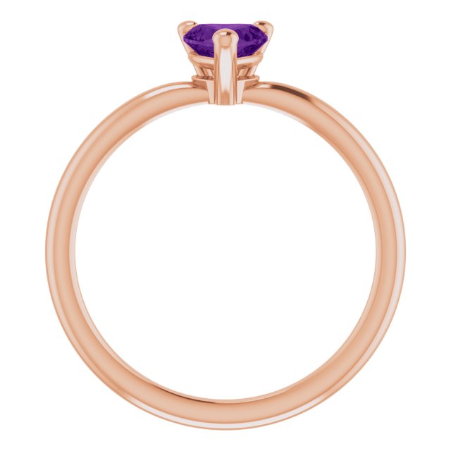 14K Rose Natural Amethyst Heart Solitaire Ring