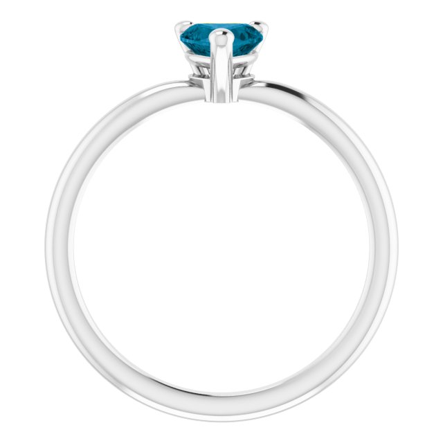 14K White Natural London Blue Topaz Heart Solitaire Ring